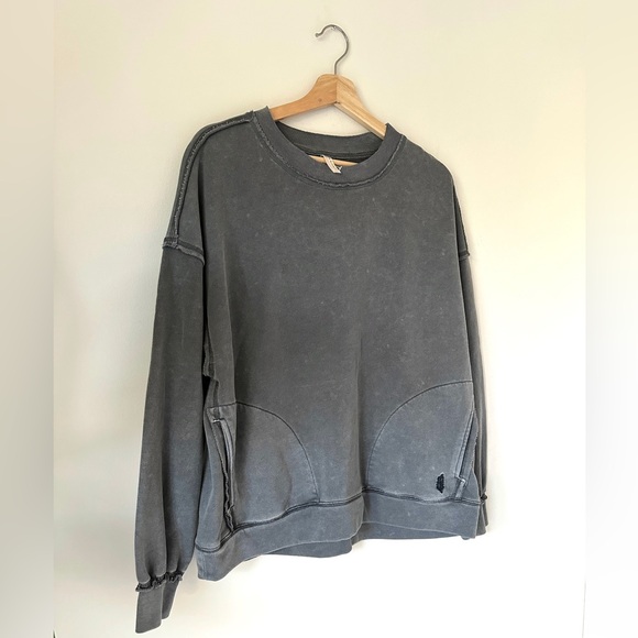 Free People Movement Metti Crewneck Oversized Sweatshirt Athleisure Blue XS - Picture 2 of 14